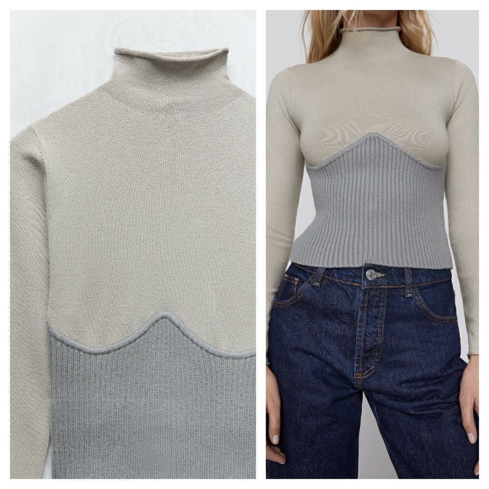 ZARA COMBINATION CONTOUR SWEATER TURTLENECK